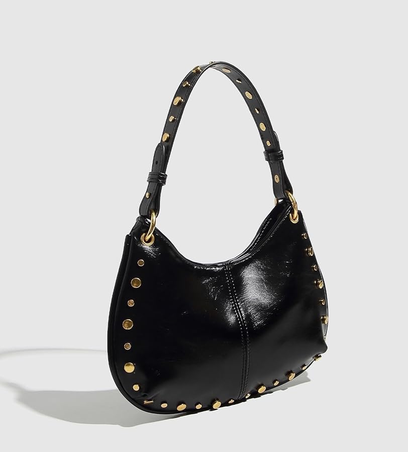 Amazon.com: Studded Shoulder Purse for Women Gold Stud Faux